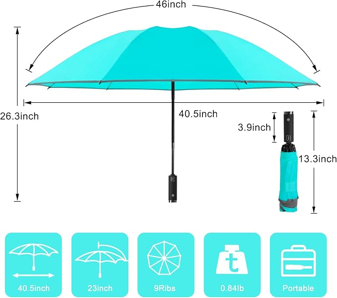 Lejorain Travel Folding Inverted Umbrella - Image 2