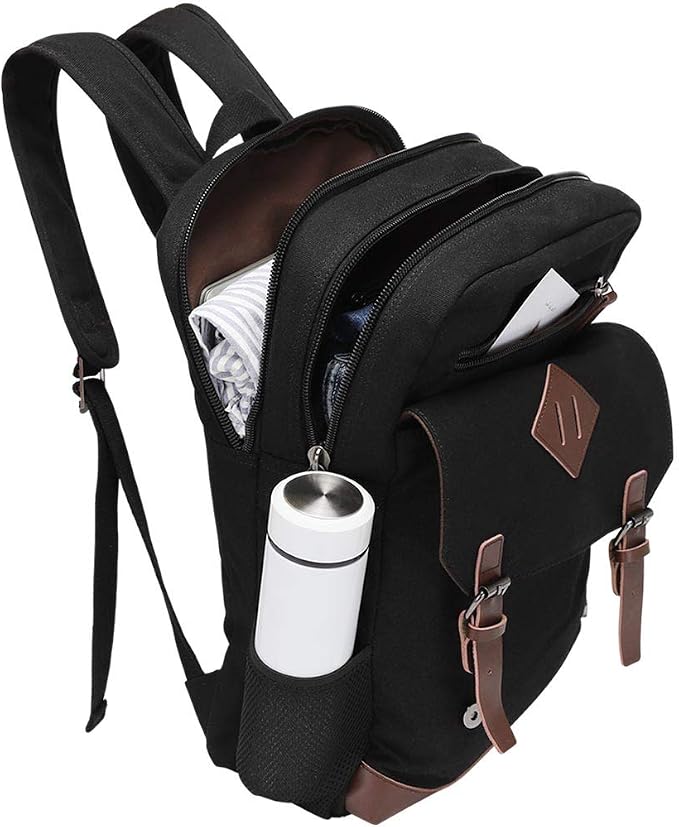 Canvas Backpack for Men Women, Vintage Rucksack Fits Most 15.6 Inch Laptop - Image 2