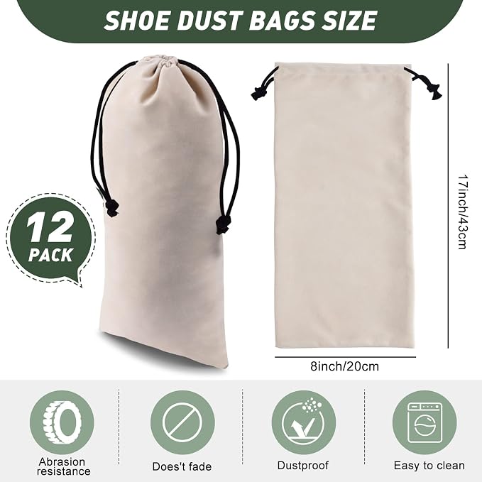 12 Pcs Shoe Dust Bags Beige Duster Flannel Single Shoe Pouch - Image 2