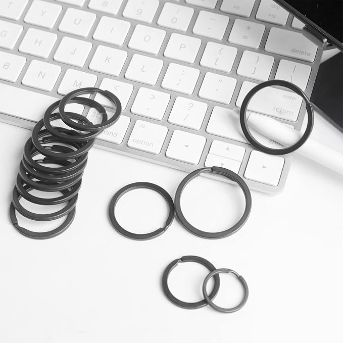 40 Pack Key Ring Keychain Mix 4 Sizes Black Metal Flat Split Key Chains Rings - Image 3