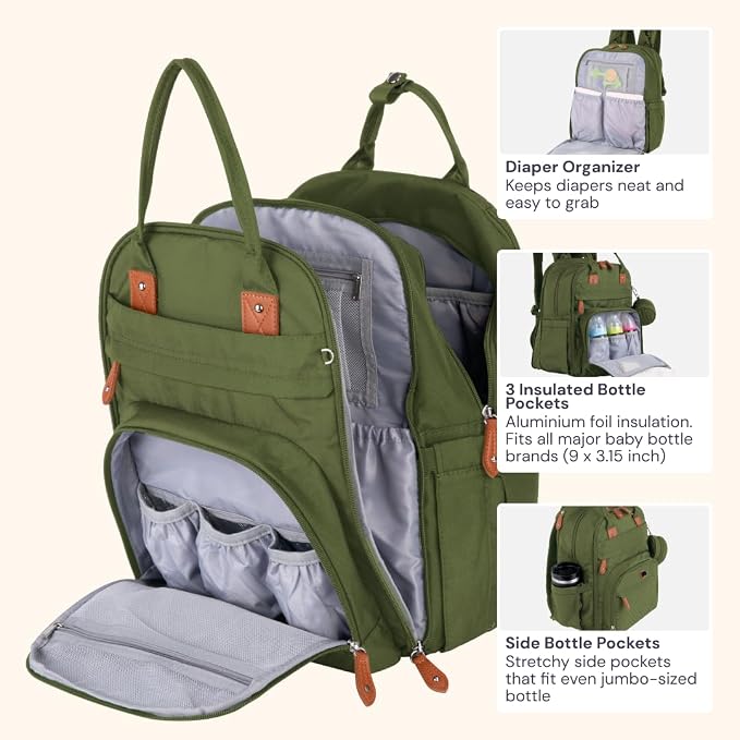 BabbleRoo Extra Large Diaper Bag Backpack, Expandable Baby Bag - Image 4