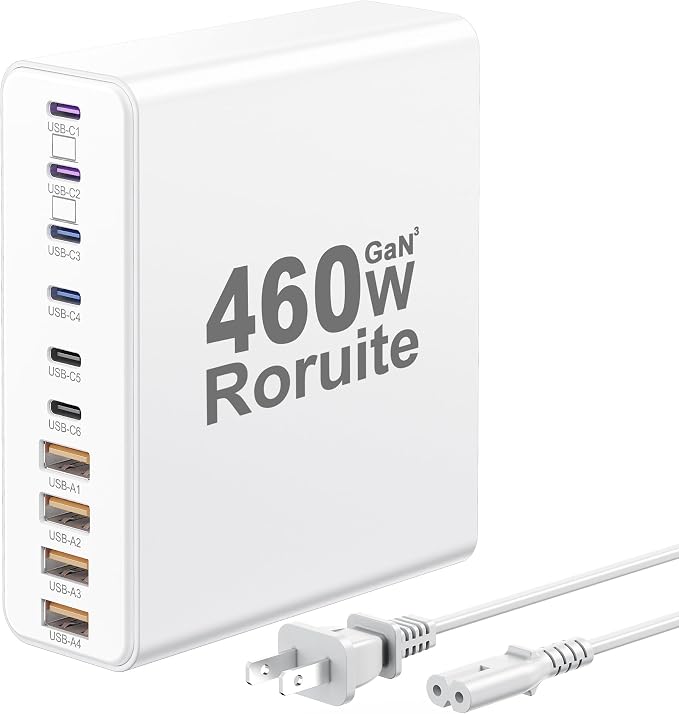 460W USB C Charger Block, 10-Port USB Charging Station GaN III PD Charger Type by Unknown