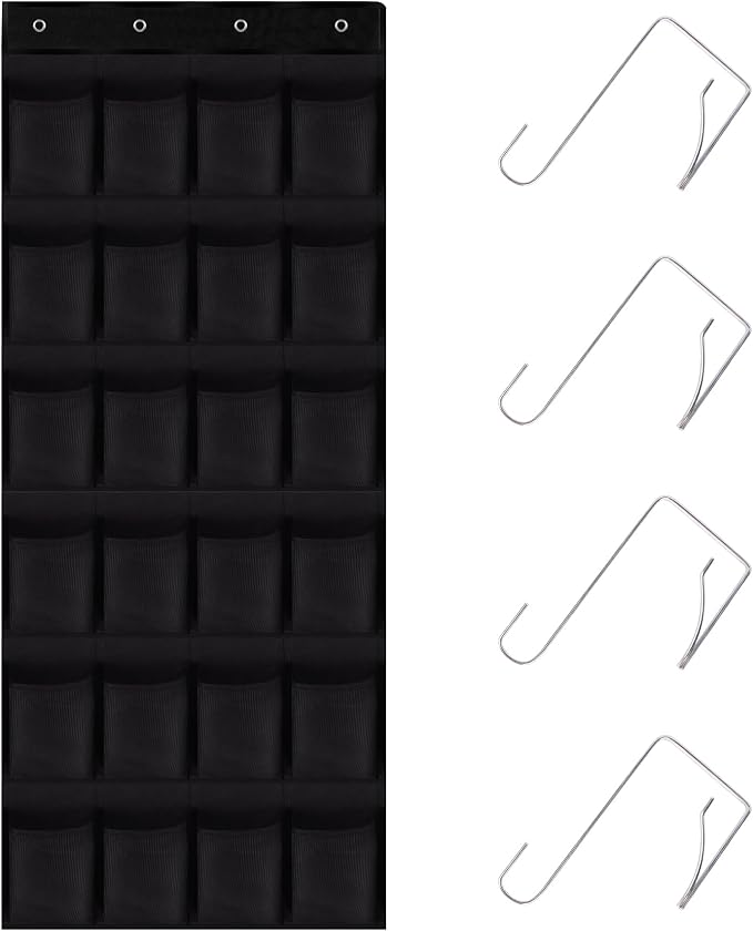 Over the Door Shoe Organizer, 24 Large Breathable Mesh Pockets, Hanging Storage by Unknown
