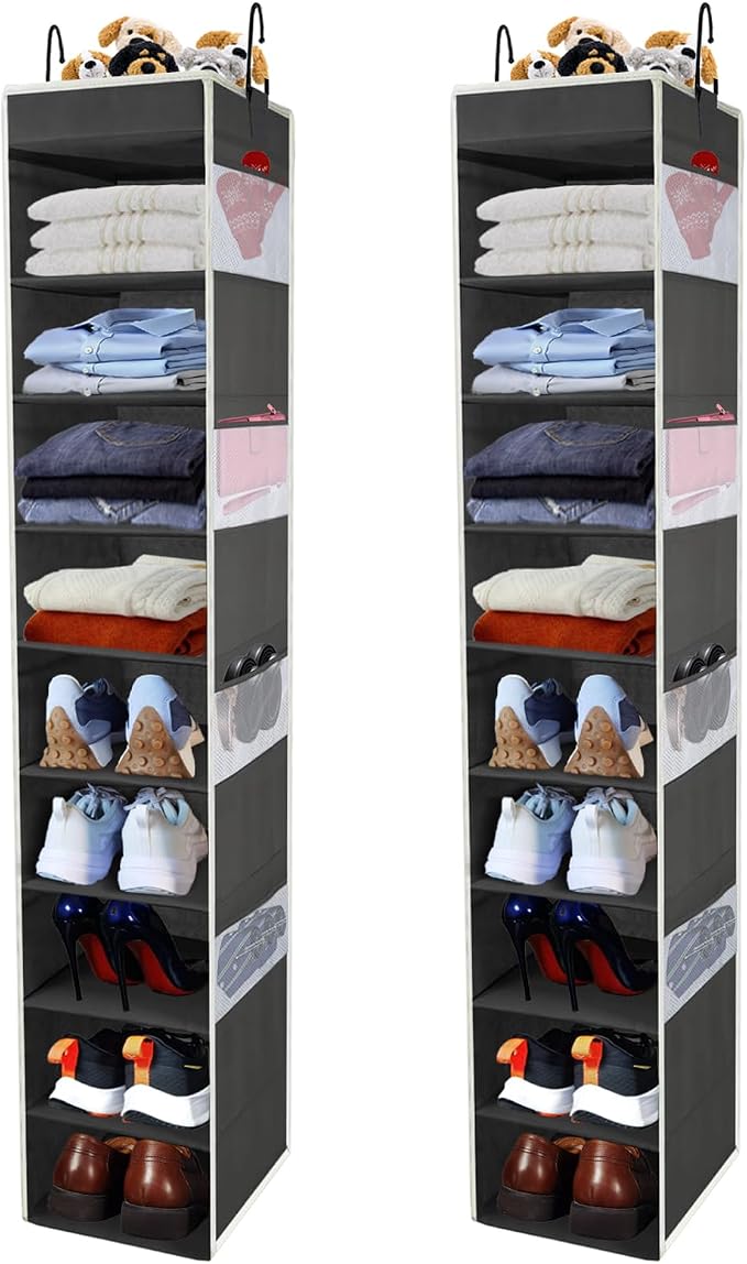 2 Pack Large-Sized Hanging Shoe Organizer 10-Shelf, Sturdy Hanging Closet by ROOMTALK
