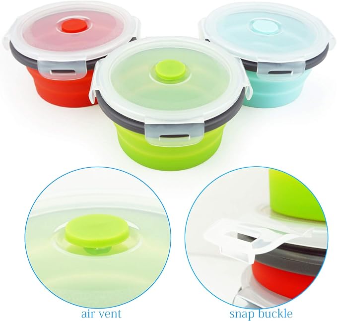 Ecomorning 3Piece Round Collapsible Lunch Container Silicone Food Storage - Image 4