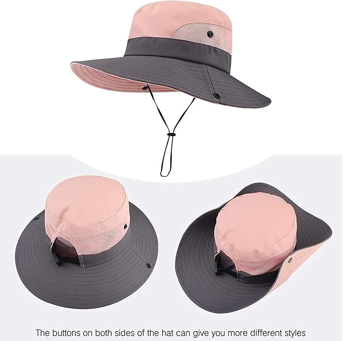 ZOORON Women's Ponytail Safari Sun Hat, Wide Brim UV Protection Outdoor Bucket - Image 4