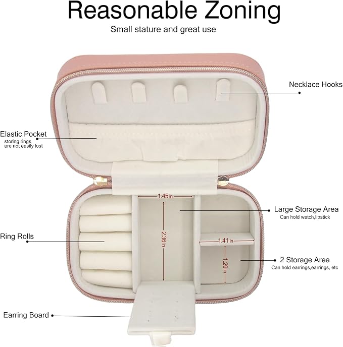Travel Jewelry Case Bulk Of 2 For Women Weekend, PU Leather Compact Jewelry - Image 2