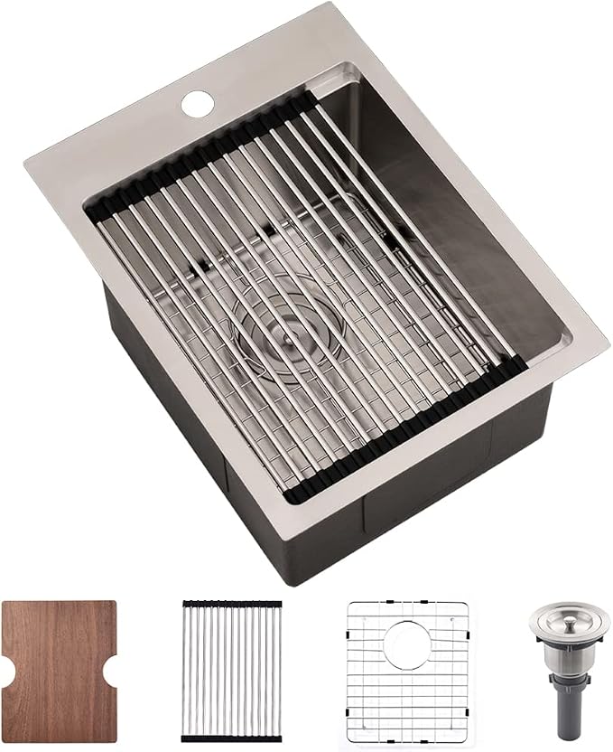 15 Inch Drop In Bar Sink Workstation-Bokaiya 15x20 Small Kitchen Outdoor Rv by Bokaiya