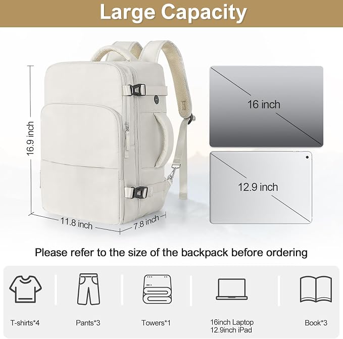 Travel Backpack for Women, Carry On Backpack Flight Approved, Personal Item - Image 9