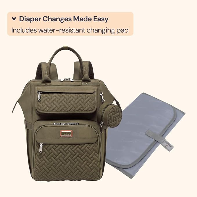 BabbleRoo Diaper Bag Backpack, Stroller Straps & Pacifier Case, Unisex Stylish - Image 7