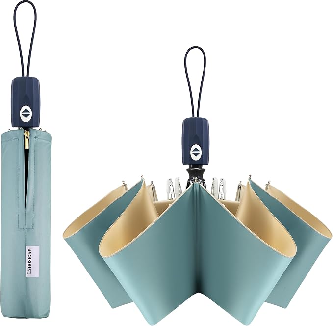 Color Glue Coating Sun Umbrella UV Protection Compact Folding Windproof by RXHOSIGAY