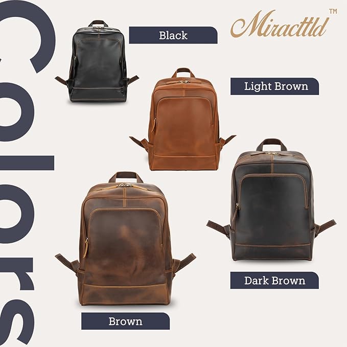Leather Backpack for Men 15.6" Laptop Backpack 100% Madagascar top-Grain - Image 5