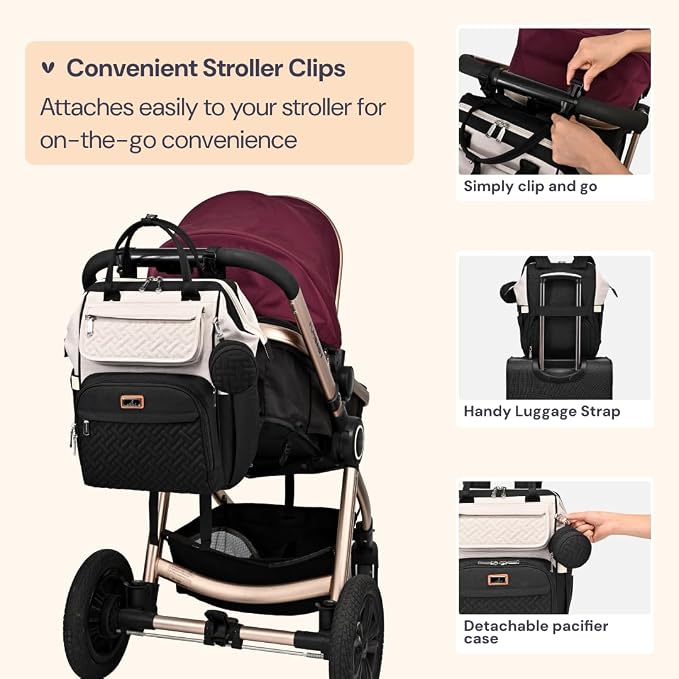 BabbleRoo Diaper Bag Backpack, Stroller Straps & Pacifier Case, Unisex Stylish - Image 6