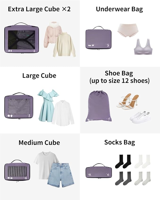 ECOHUB 7 Set Packing Cubes Tear-Resistant Luggage Packing Organizers - Image 8