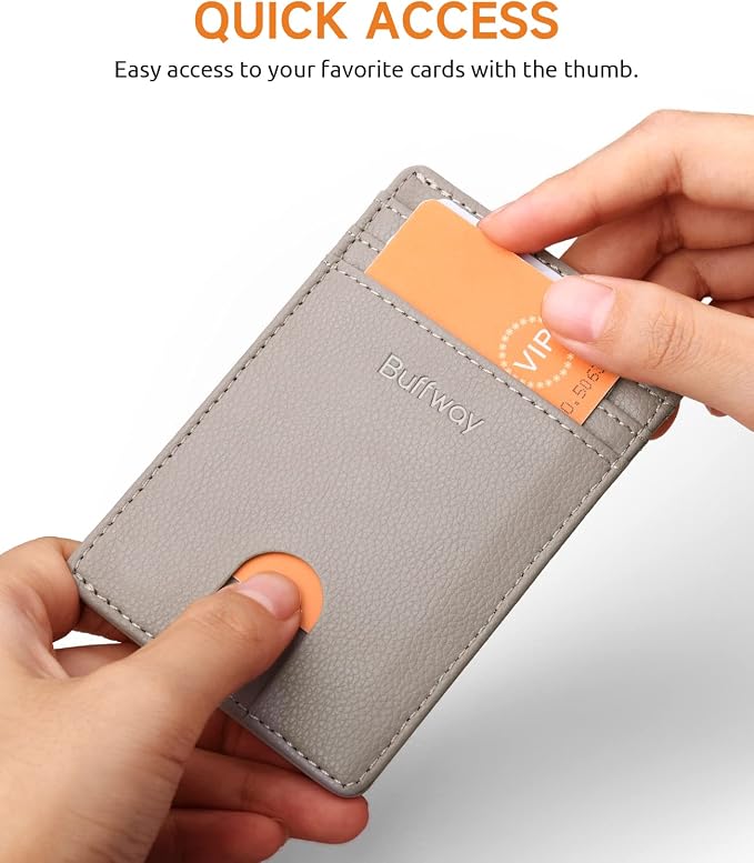 Buffway Mens Slim Wallet, Minimalist Thin Front Pocket Leather Credit Card - Image 3