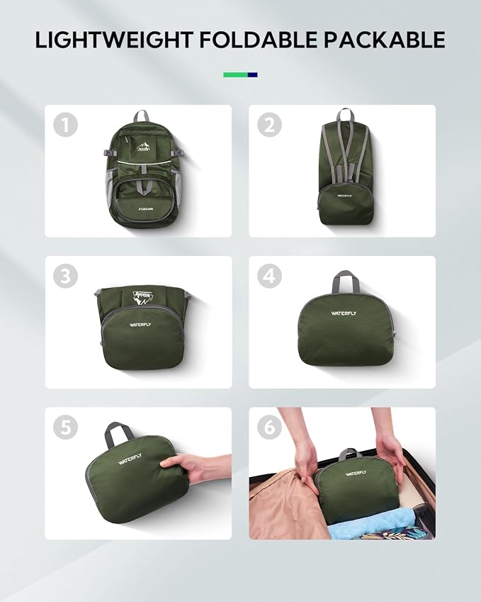 WATERFLY Hiking Foldable Daypack Backpack: 25L Ultra Lightweight Packable - Image 5