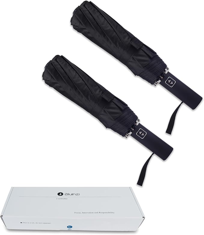 Double 10-Rib 46 Inch Compact Travel Umbrella by Bluinzi