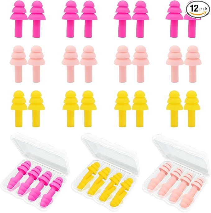 Ear Plugs for Sleeping, 12 Pair Earplugs Noise Canceling Soft Silicone Ear Plug by AXBUS