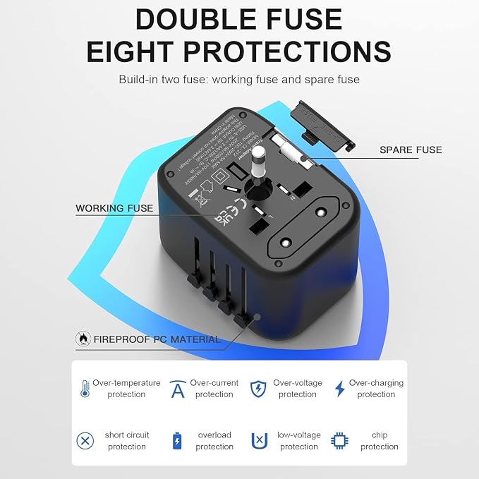 Universal Travel Adapter, 5 in 1 International Travel Plug Adapter - Image 3