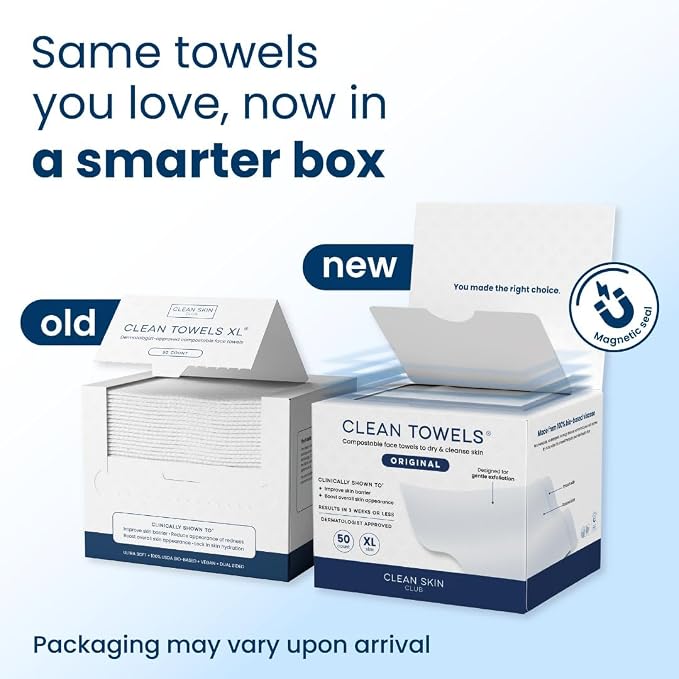 Clean Skin Club Clean Towels XL®, 100% USDA Biobased Face Towel, Disposable - Image 2
