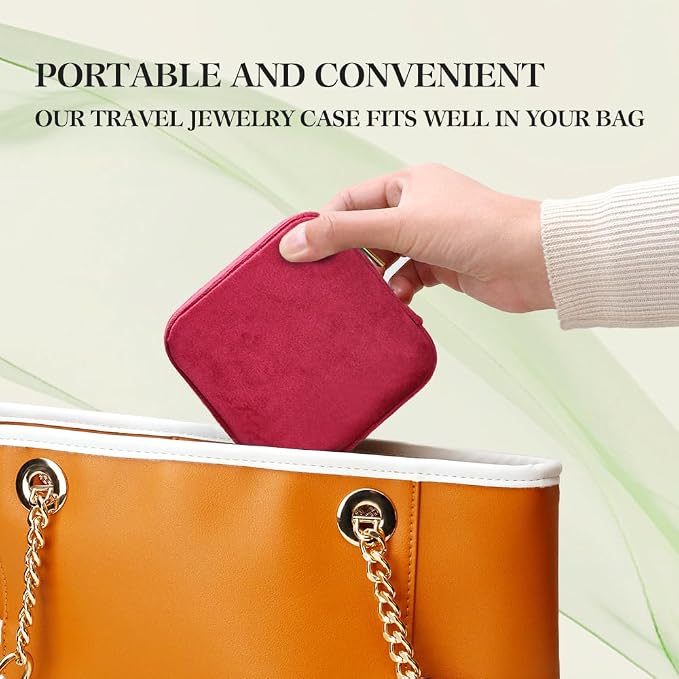 Travel Jewelry Case, Small Plush Velvet Jewelry Box - Image 6