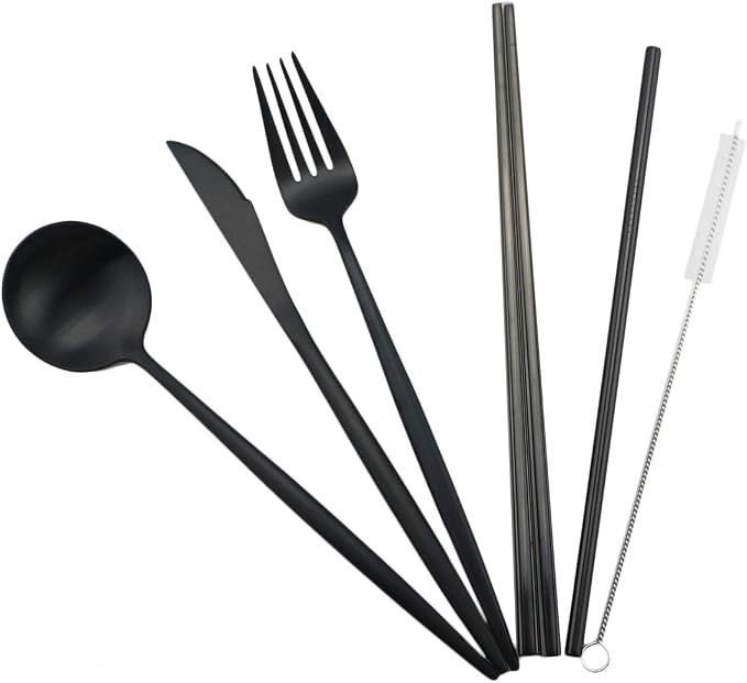 Gugrida Reusable Travel Utensils, 7 Piece Portable 304 Stainless Steel - Image 6