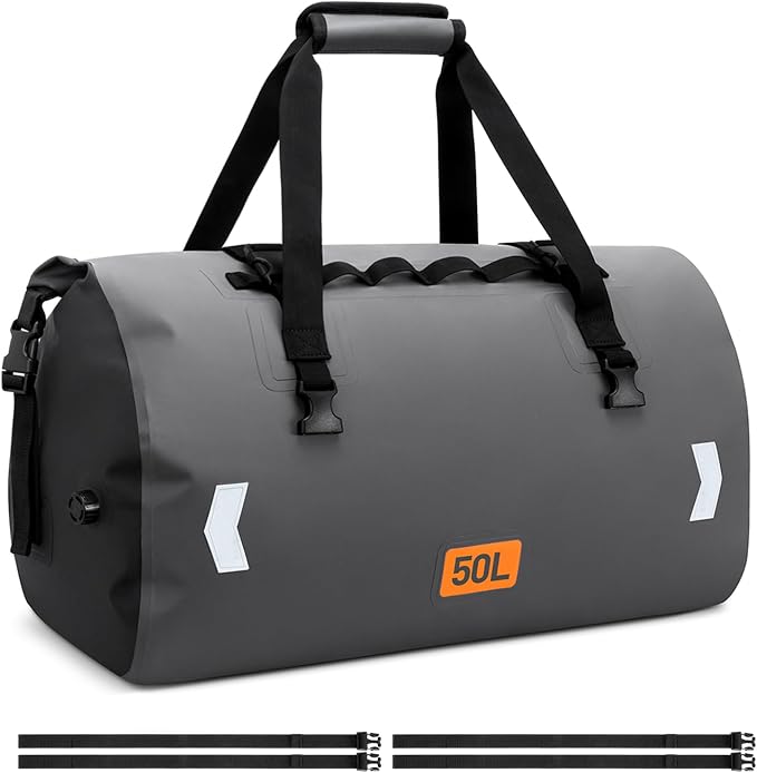 Waterproof Duffel Bag, 50L Roll-top Motorcycle Dry Bag by OCKLILY