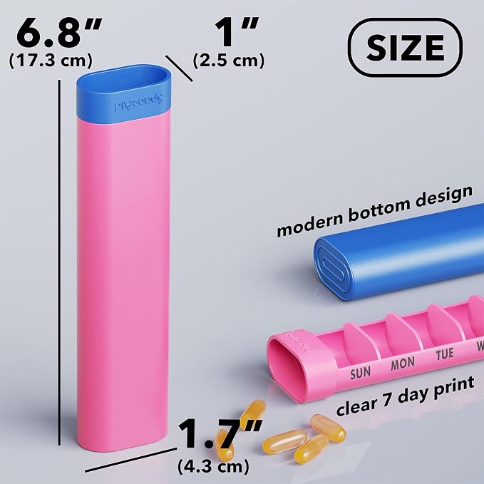 SpaceAid 2 Pack Pill Organizer Box 7 Day, Weekly Travel Pill Case Holder - Image 4