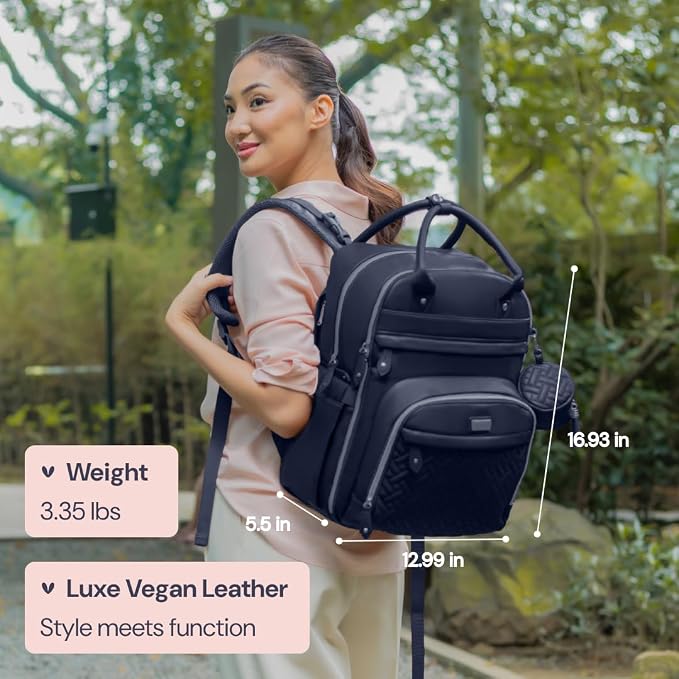 BabbleRoo Leather Diaper Bag Backpack - Image 3