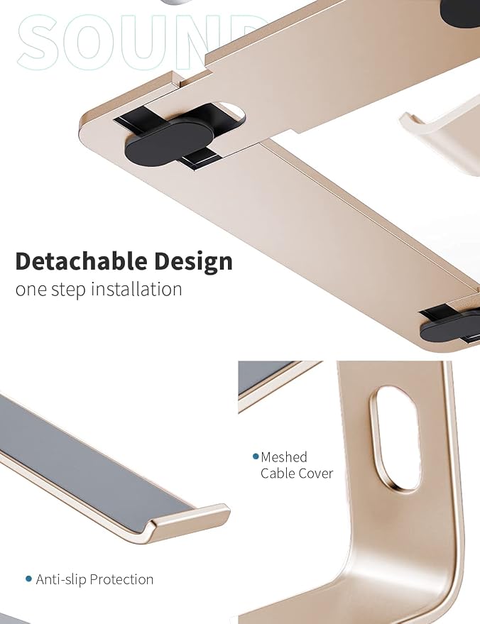 SOUNDANCE Laptop Stand, Aluminum Computer Riser, Ergonomic Laptops Elevator - Image 5
