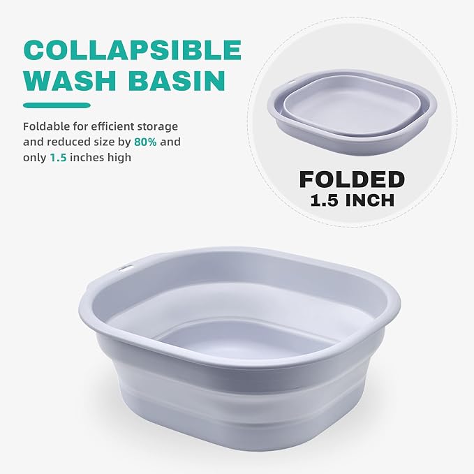 2 Pack Collapsible Wash Basin Set, Foldable Dish Tub, Small Medium Portable Sink - Image 4