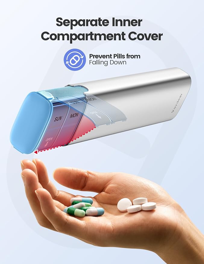 Vaydeer 7 Day Weekly Pill Organizer, Metal Travel Pill Case, Large Capacity - Image 5
