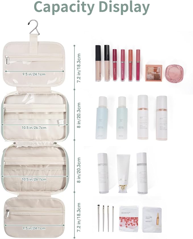 Narwey Hanging Toiletry Bag for Women Travel Makeup Bag Organizer Toiletries - Image 3