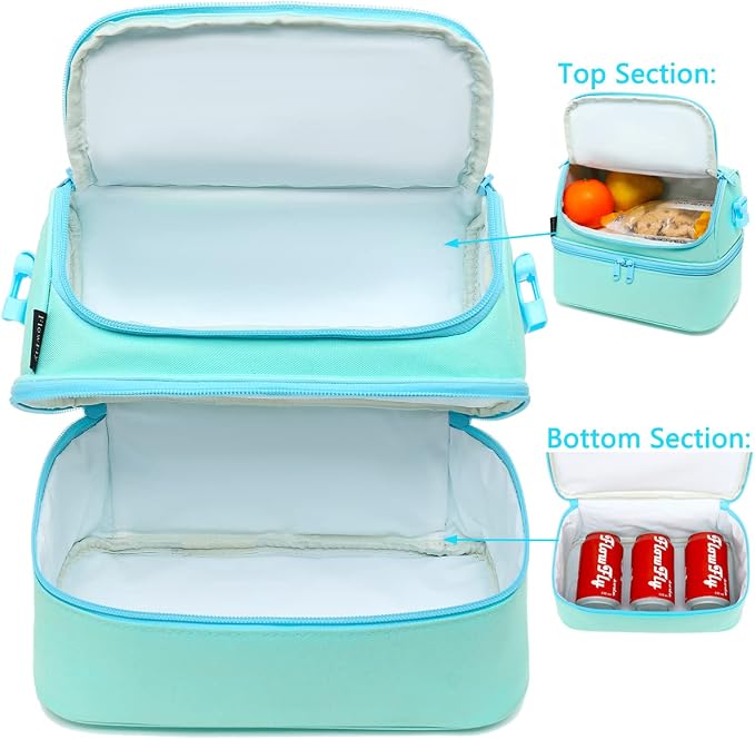 FlowFly Double Decker Cooler Insulated Lunch Bag Large Tote - Image 5