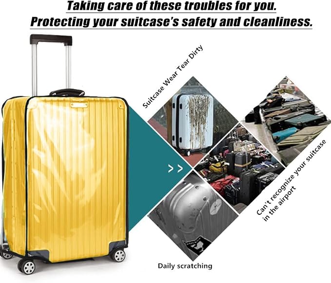 30 Inch Clear PVC Luggage Cover, 0.2mm Thick Lightweight Waterproof, - Image 5
