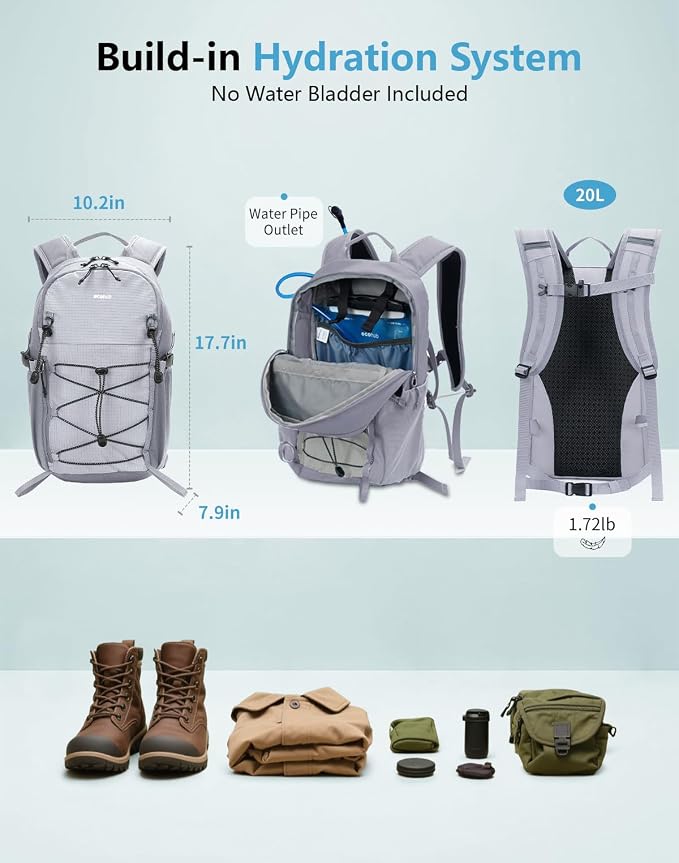 ECOHUB Small Hiking Backpack for Men Women, 20L Lightweight Travel Backpacks - Image 4