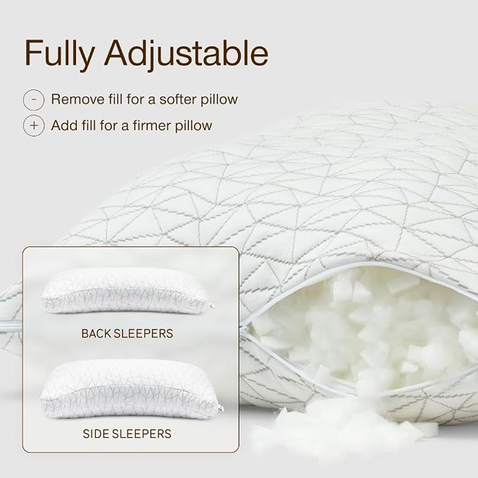 Coop Home Goods Original Crescent Adjustable Pillow, Queen Bed Pillows - Image 2