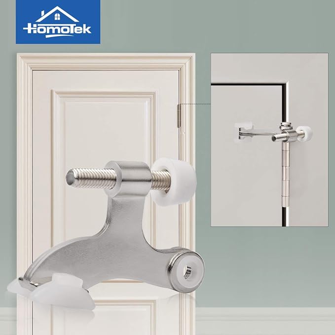 HOMOTEK 2 Pack Hinge Pin Satin Nickel Door Stopper, Adjustable Deluxe Heavy - Image 6