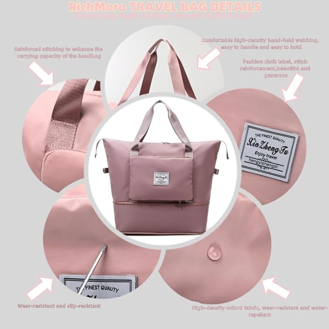 Large Capacity Foldable Travel Bag, Expandable lightweight Carry on Bag - Image 3