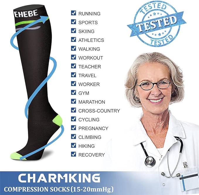 CHARMKING Compression Socks for Women & Men Circulation 15-20 mmHg is Best - Image 4