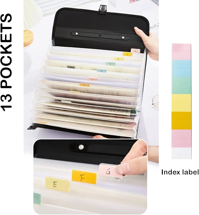 2 Pack Extra Large Legal Size/Foolscap 12 Pockets Accordion File Organizer - Image 3
