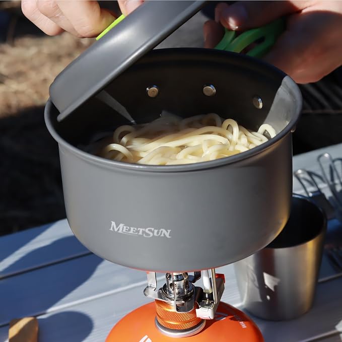 MEETSUN Lightweight Backpacking Cookware Set, Aluminum Camp Cooking Set - Image 8