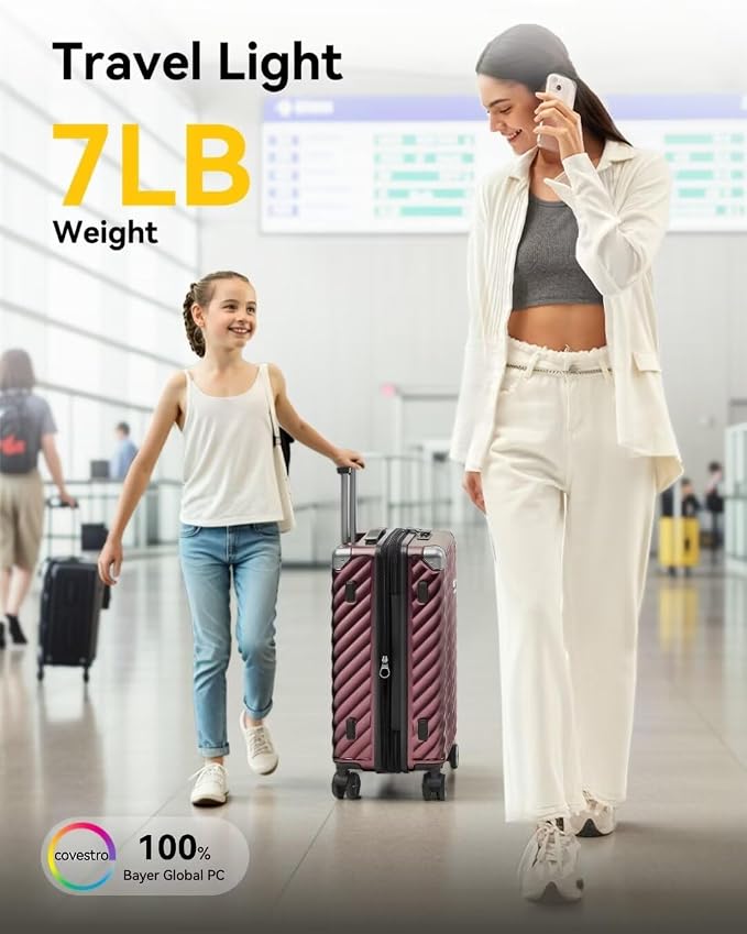 LUGGEX Luggage with Spinner Wheels, Polycarbonate Expandable Hard Shell Suitcase - Image 9