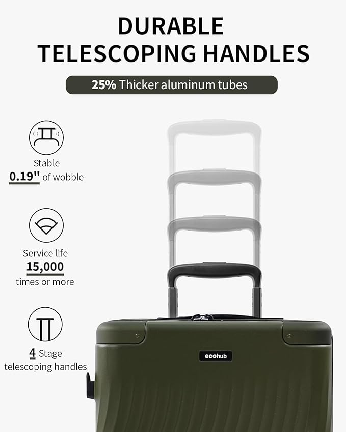 ECOHUB Hardside Expandable Carry On Luggage, Recycled PC 24" Rolling Luggage - Image 5