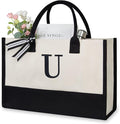 TOPDesign Embroidery Initial Canvas Tote Bag, Personalized Present Bag by TOPDesign