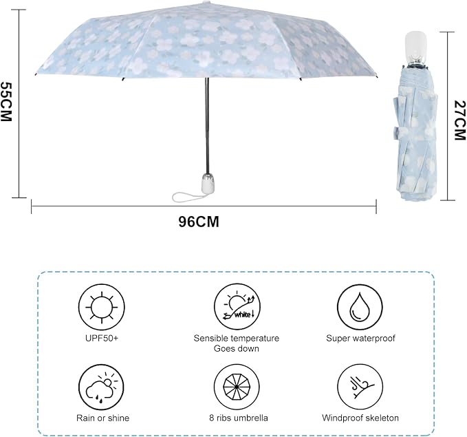Cuby UV Sun Umbrella Compact Folding Travel Umbrella Auto Open and Close - Image 7