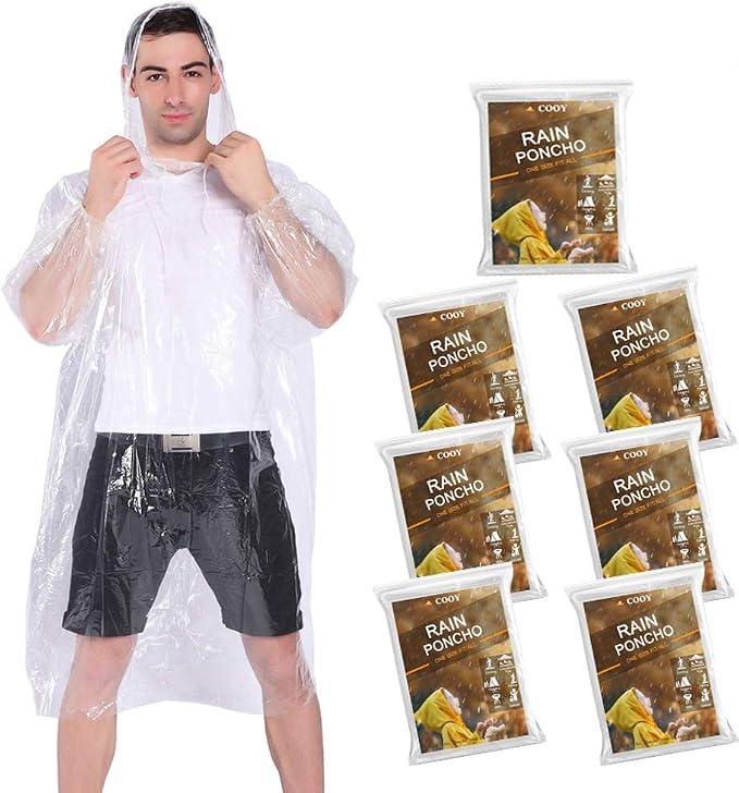 Rain Ponchos, with Drawstring Hood （10 Pack） Emergency Disposable Rain Ponchos by COOY