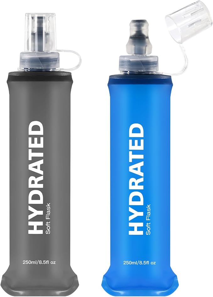2Pack Soft Flask, 8.5oz Collapsible Soft Water Bottle, 250ml Foldable TPU by WEMEET