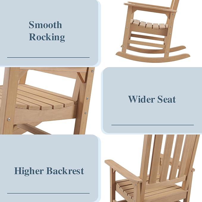 Psilvam Oversized Outdoor Rocking Chair Set of 2, Porch Rocker - Image 4