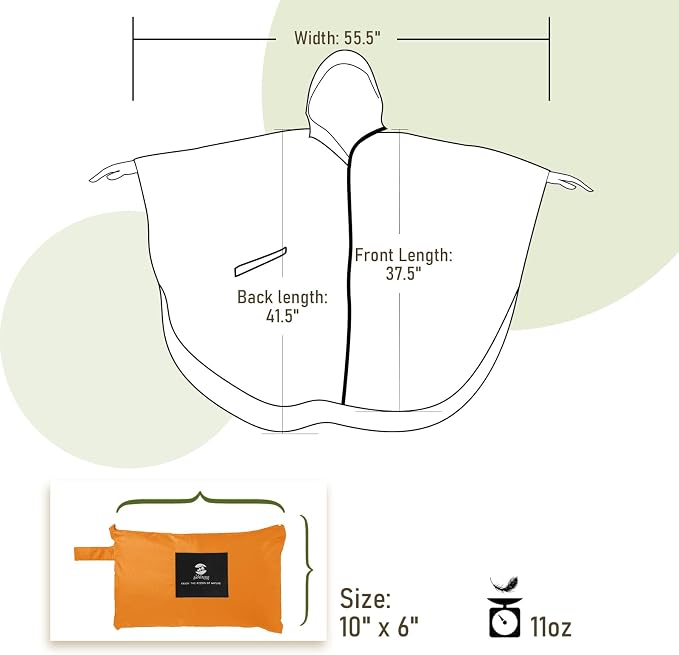 SaphiRose Unisex Rain Poncho Raincoat Hooded - Image 5